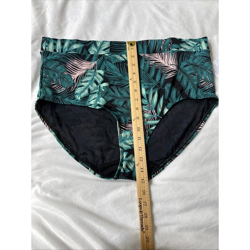 Cacique‎ Bikini Swim Size 20 Green Palm Tropical Print - NWT- High-waist